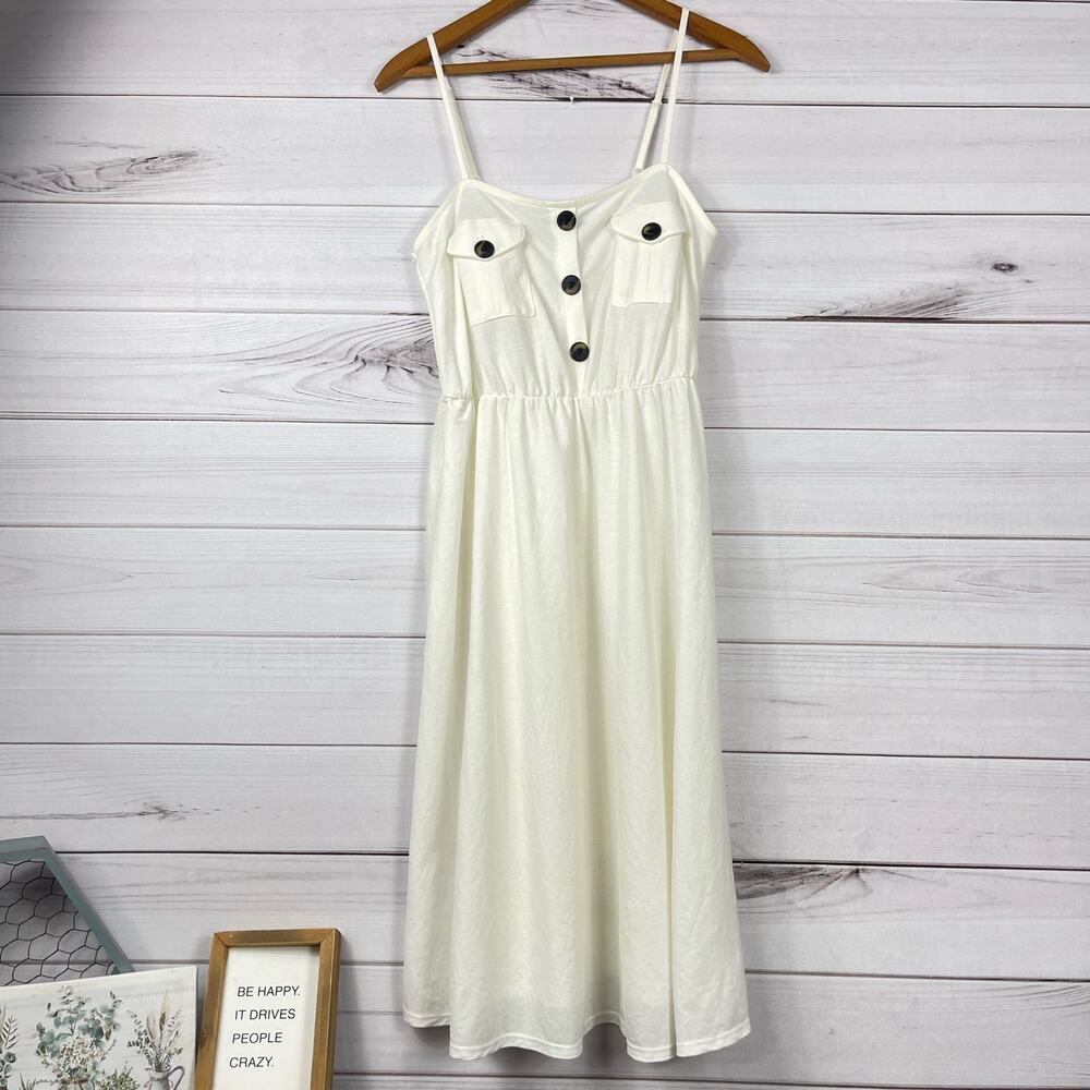 ASOS Womens Off White Spaghetti Strap Dress Size US 4